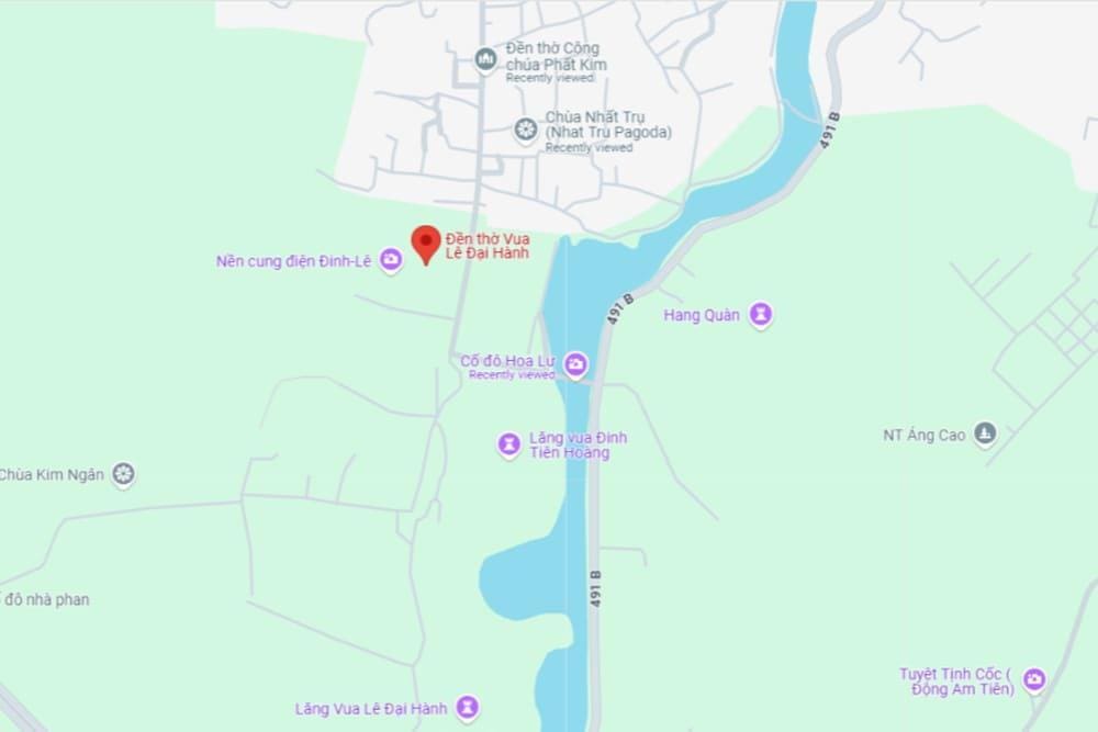 Vị trí đền thờ vua Lê Đại Hành tại Cố đô Hoa Lư Ninh Bình